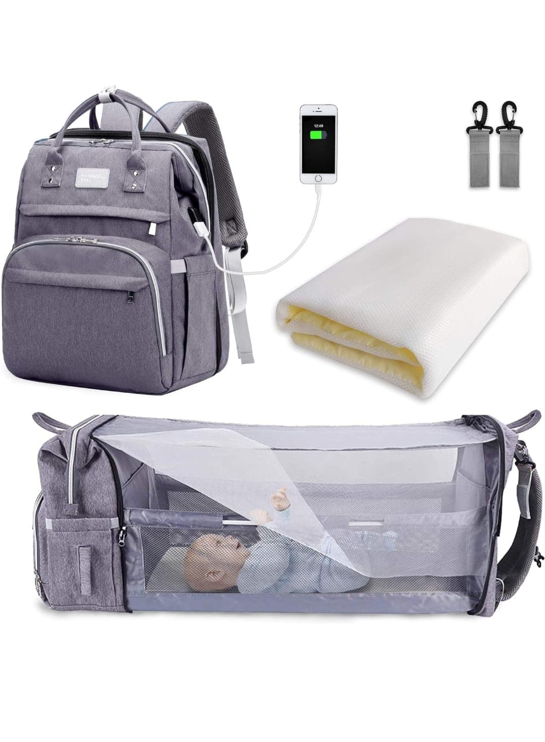 Bolsa Maternidade Berço Portátil Cinza