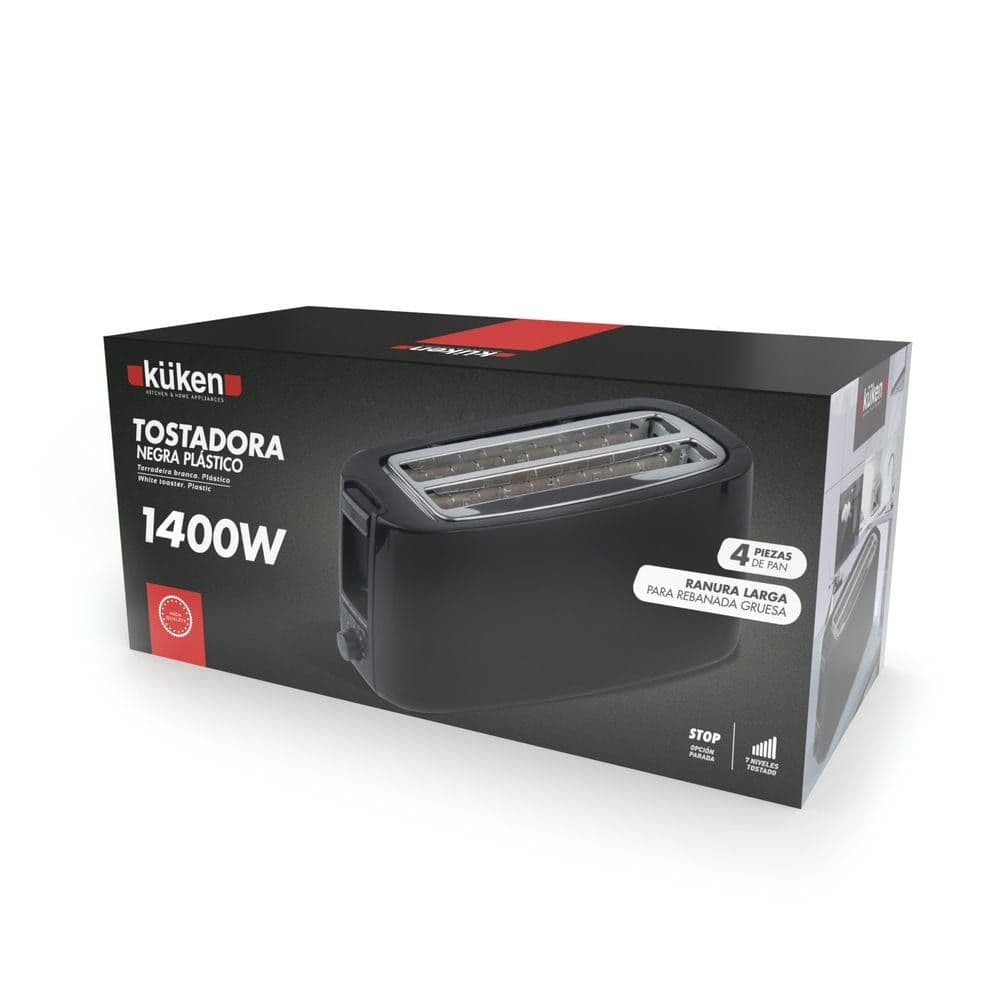 TORRADEIRA ELÉTRICA KÜKEN PRETA 1400W 4 PEÇAS