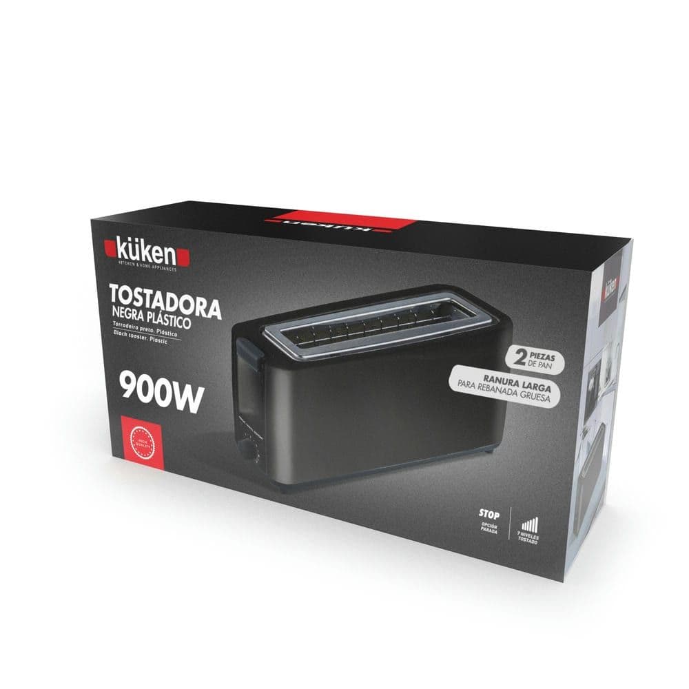 TORRADEIRA PLÁSTICO KUKEN 900W RANHURA GRANDE PRETA