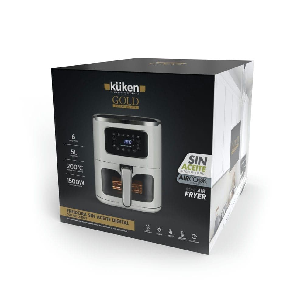 FRITADEIRA BRANCA SEM ÓLEO DIGITAL 5L COM JANELA KÜKEN