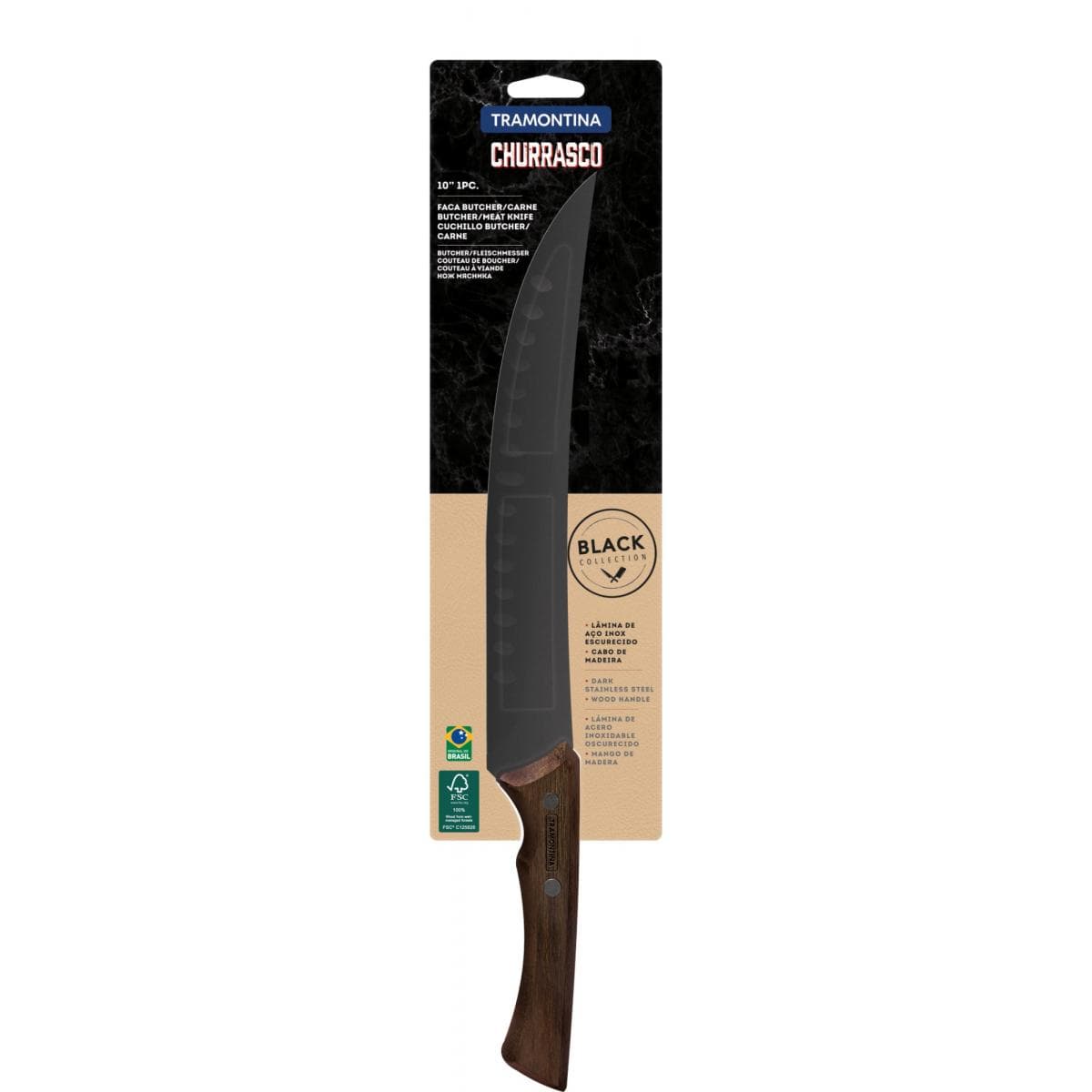 Faca para Carne 25cm Curva Churrasco Black