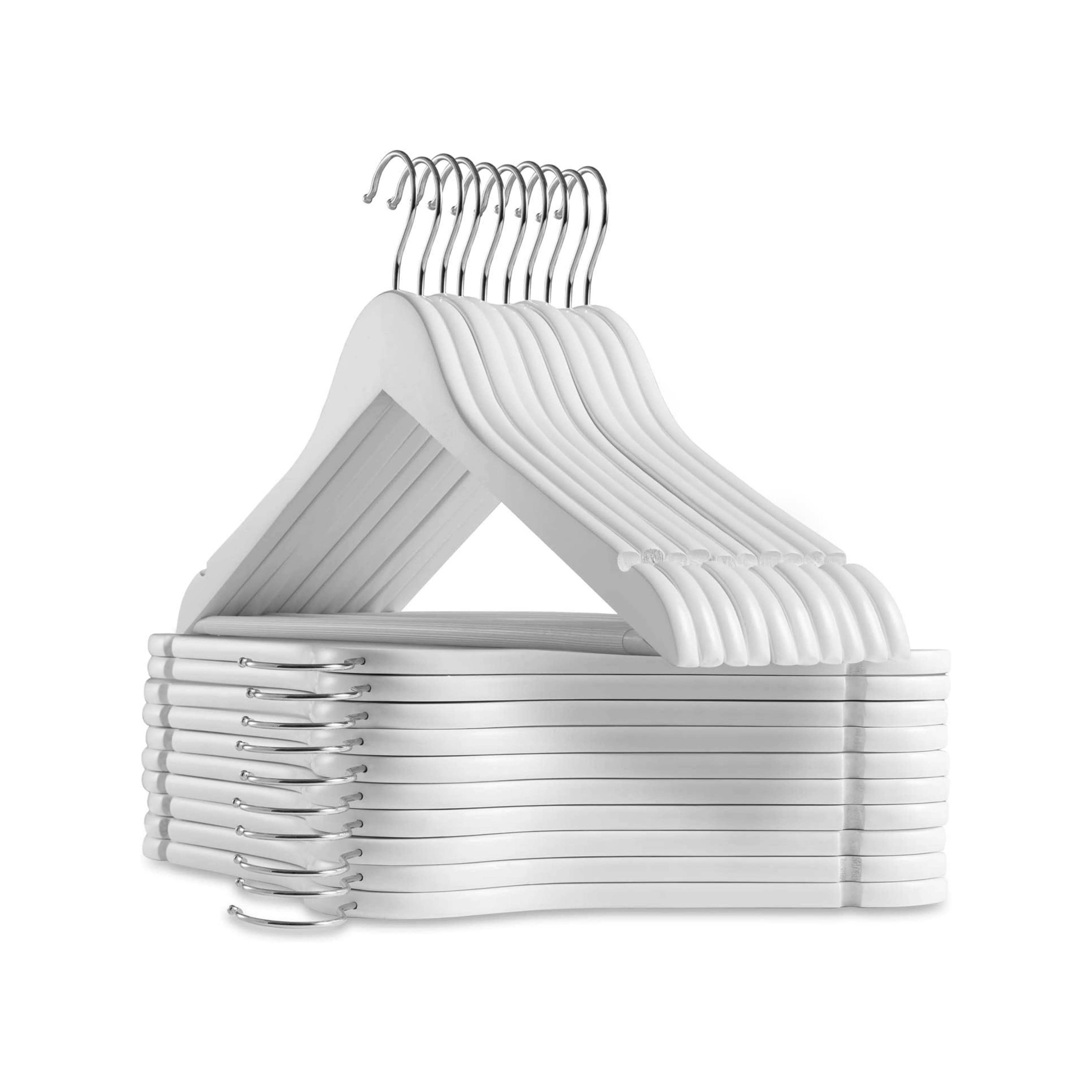 Cabide de madeira Branco com silicone antideslizante - 44cm - pack 5 und - GH315
