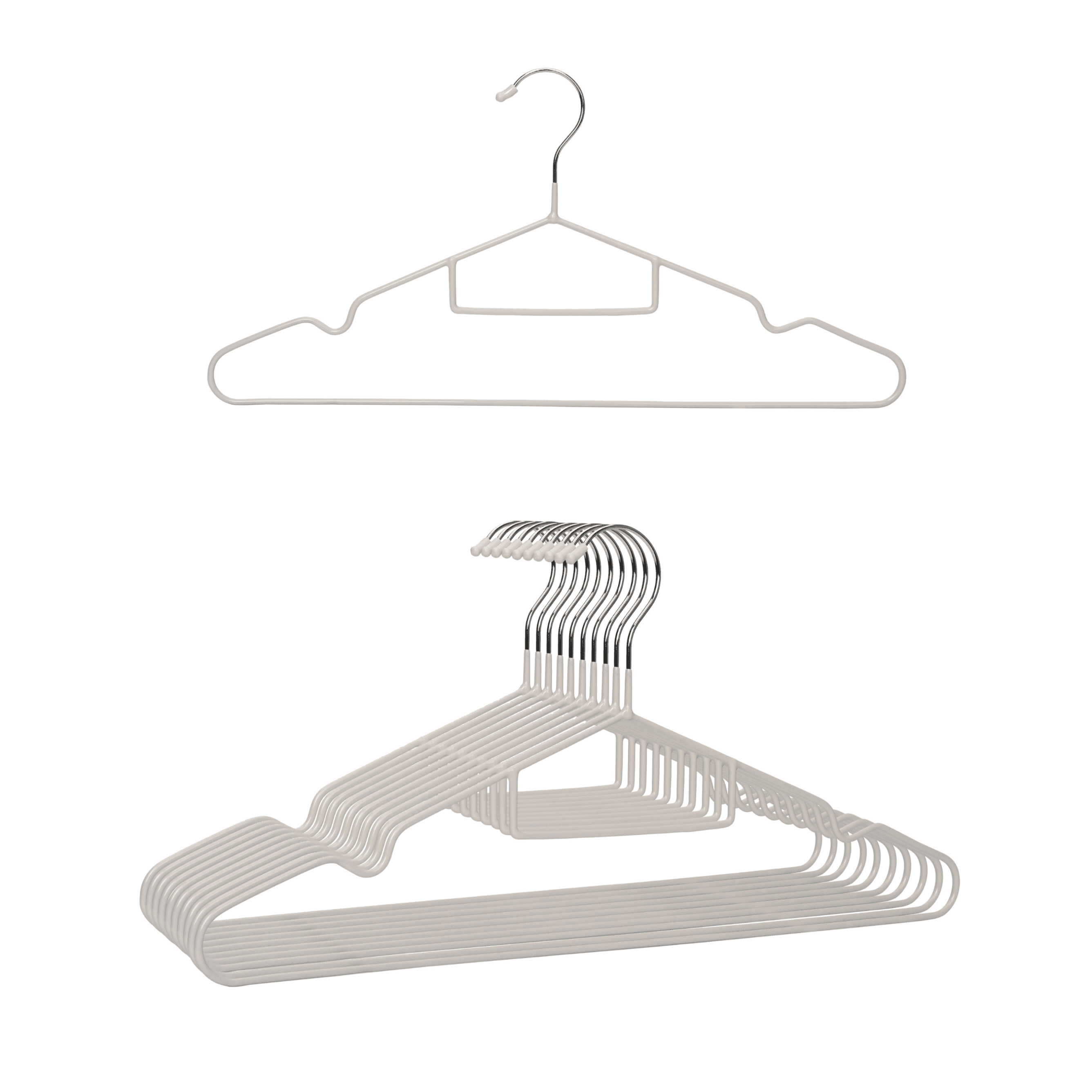 Cabide de Roupa Antiderrapante Cinza 10Und Globalmix Metal com Revestimento em PVC