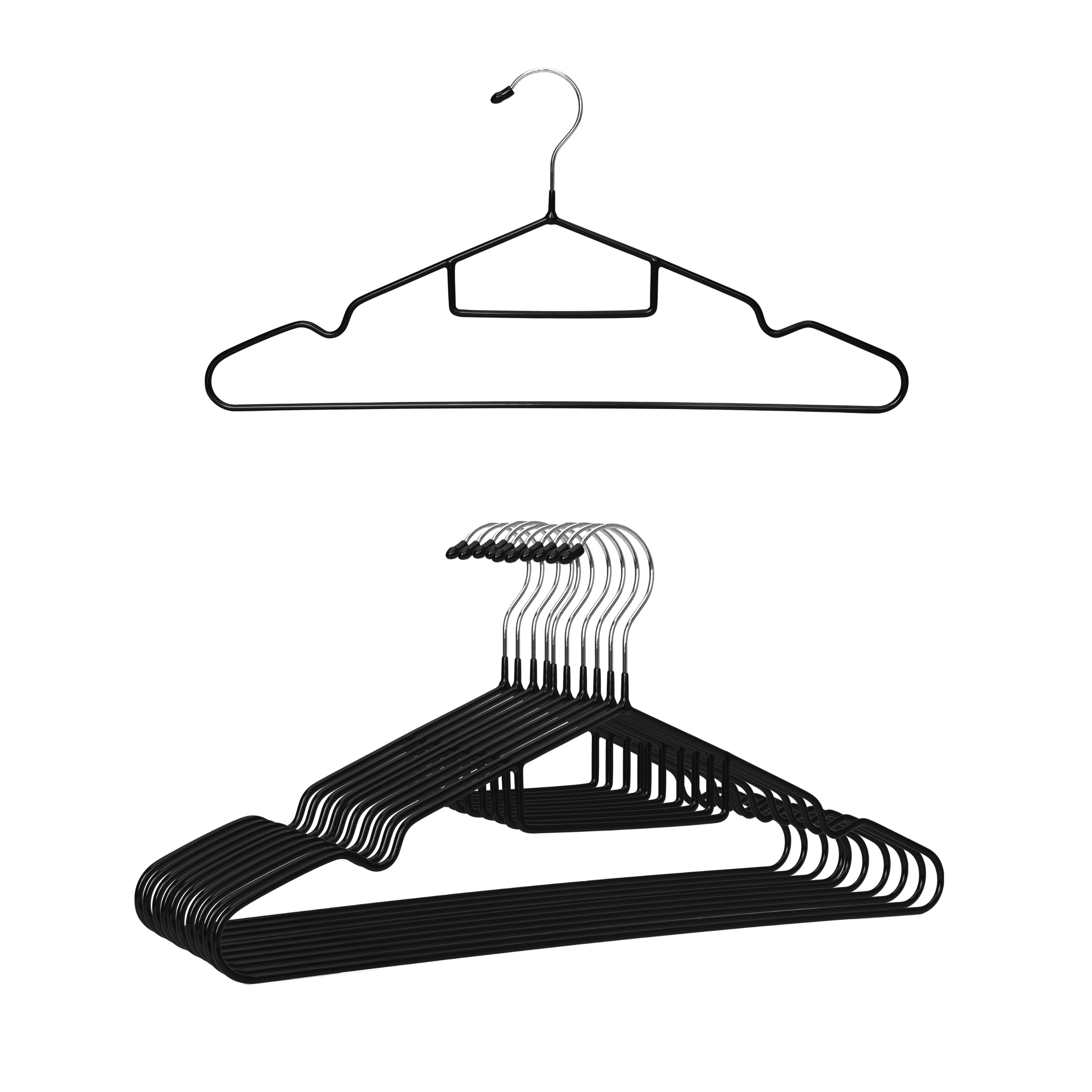 Cabide de Roupa Antiderrapante Preto 10Und Globalmix Metal com Revestimento em PVC