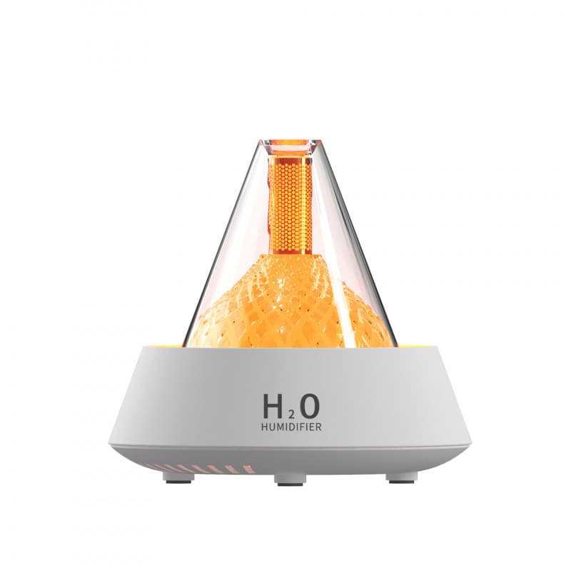Umidificador Difusor de Aromaterapia H2O Vulcão Lava USB Tipo-C com Luz LED, Ultrassónico e Temporizador para Quarto, Casa, Hotel e SPA