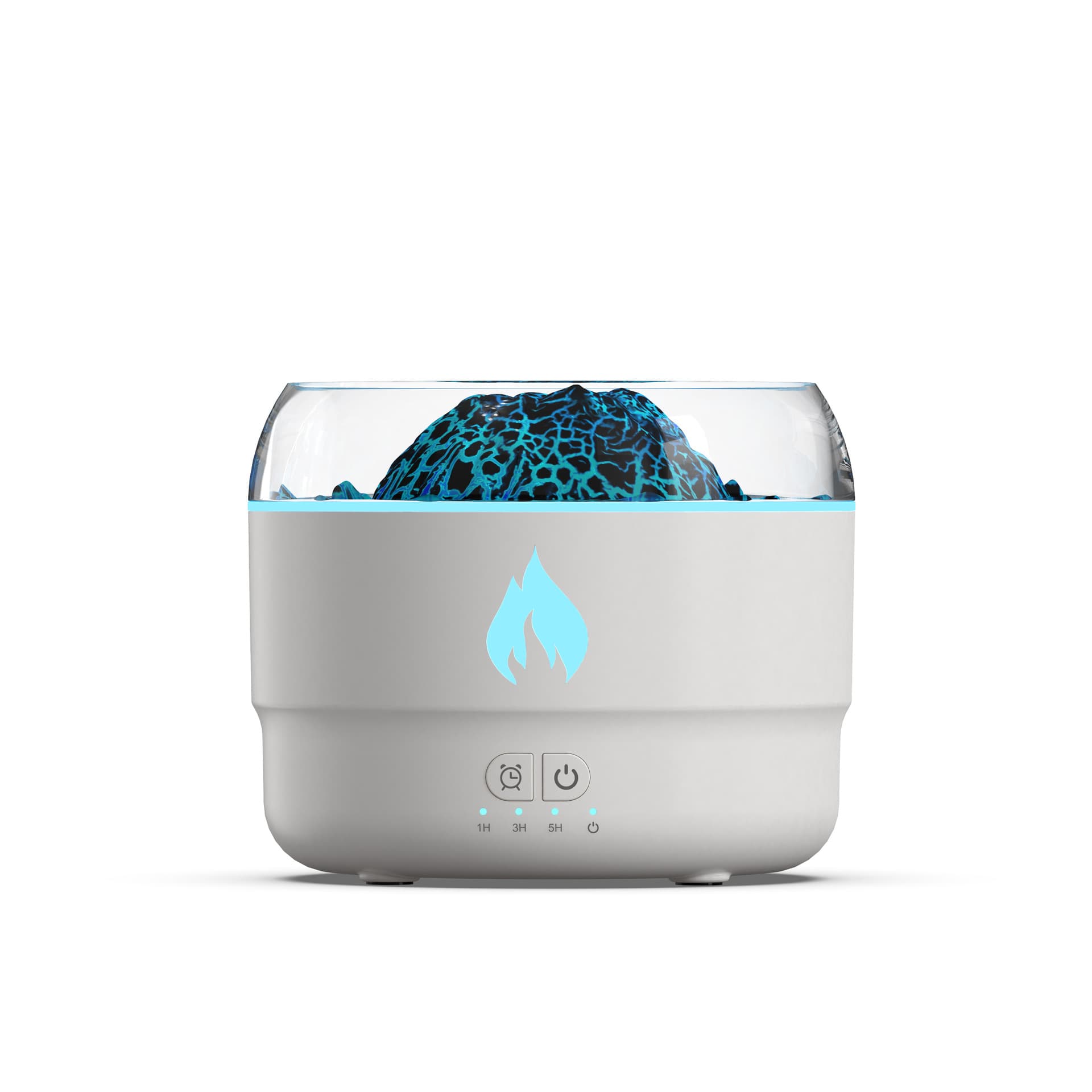 Umidificador Difusor Vulcânico USB com Luz LED Colorida, Névoa Ultrassónica, Temporizador e Simulação de Vulcão para Casa