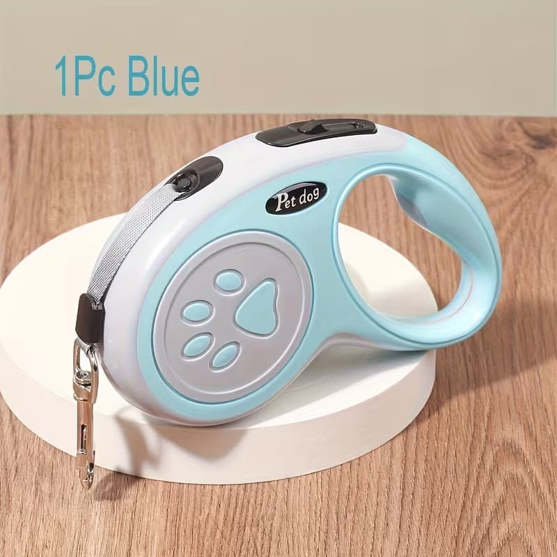 Guia Retrátil para Cães 5m Azul com Travão e Bloqueio, Trela Extensível Ergonómica.